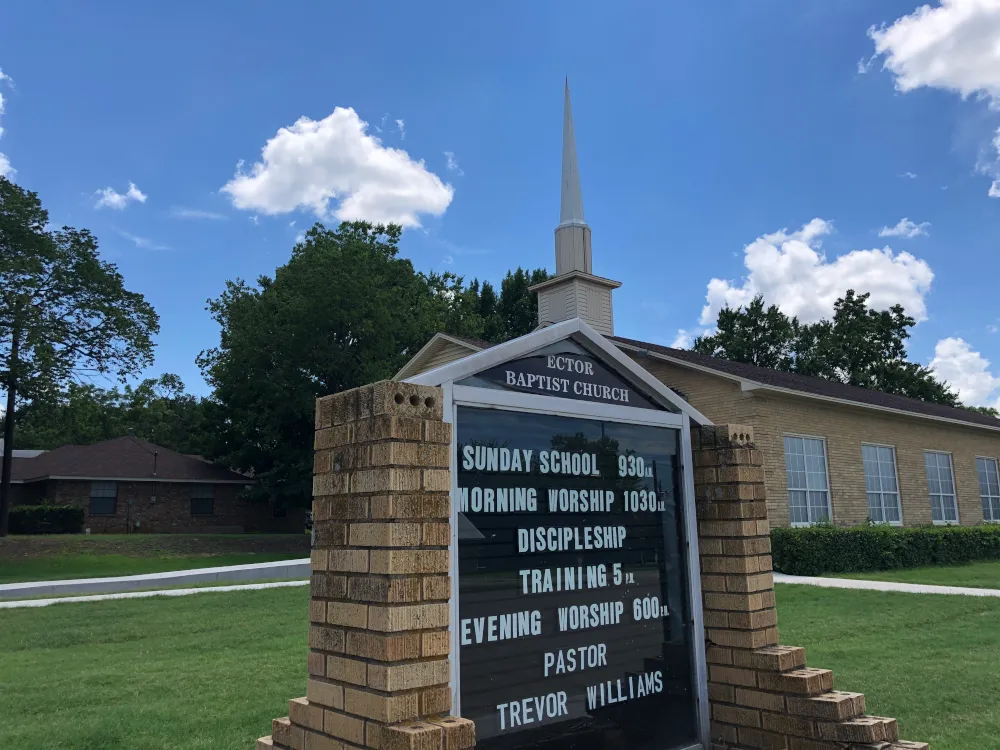 The Ector Baptist Church sign